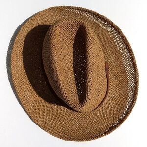 Walt Disney World 90's Vintage Fedora Style Straw Hat with Leather Band Brown